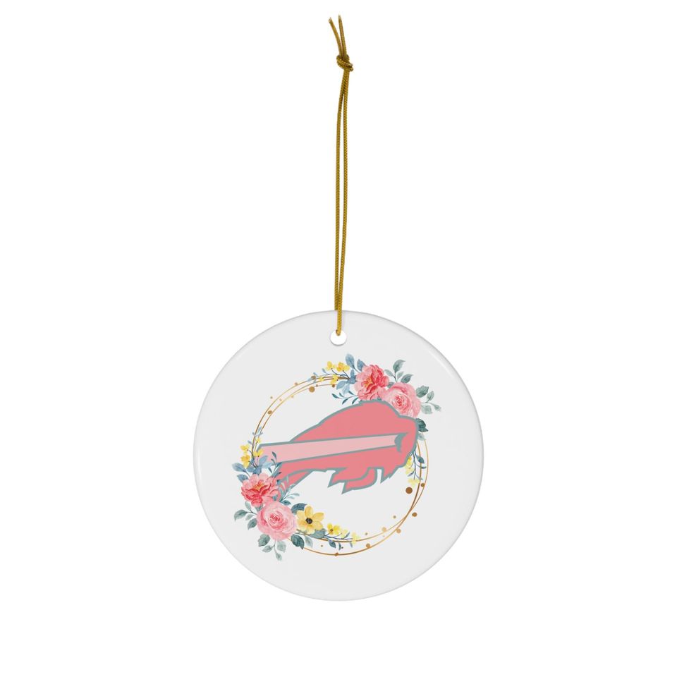 Floral Buffalo Bills Ceramic Ornament: Holiday Tree Decoration