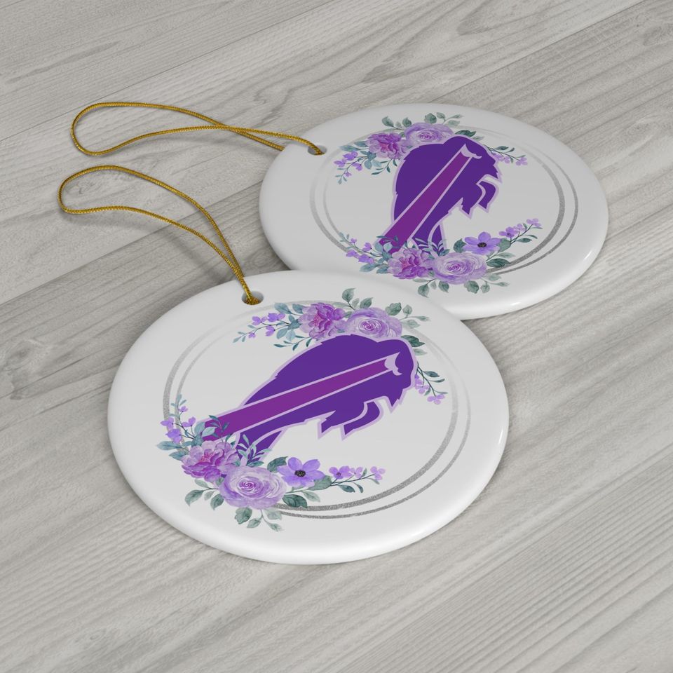 Floral Buffalo Bills Ceramic Christmas Ornament: Holiday Home Decor