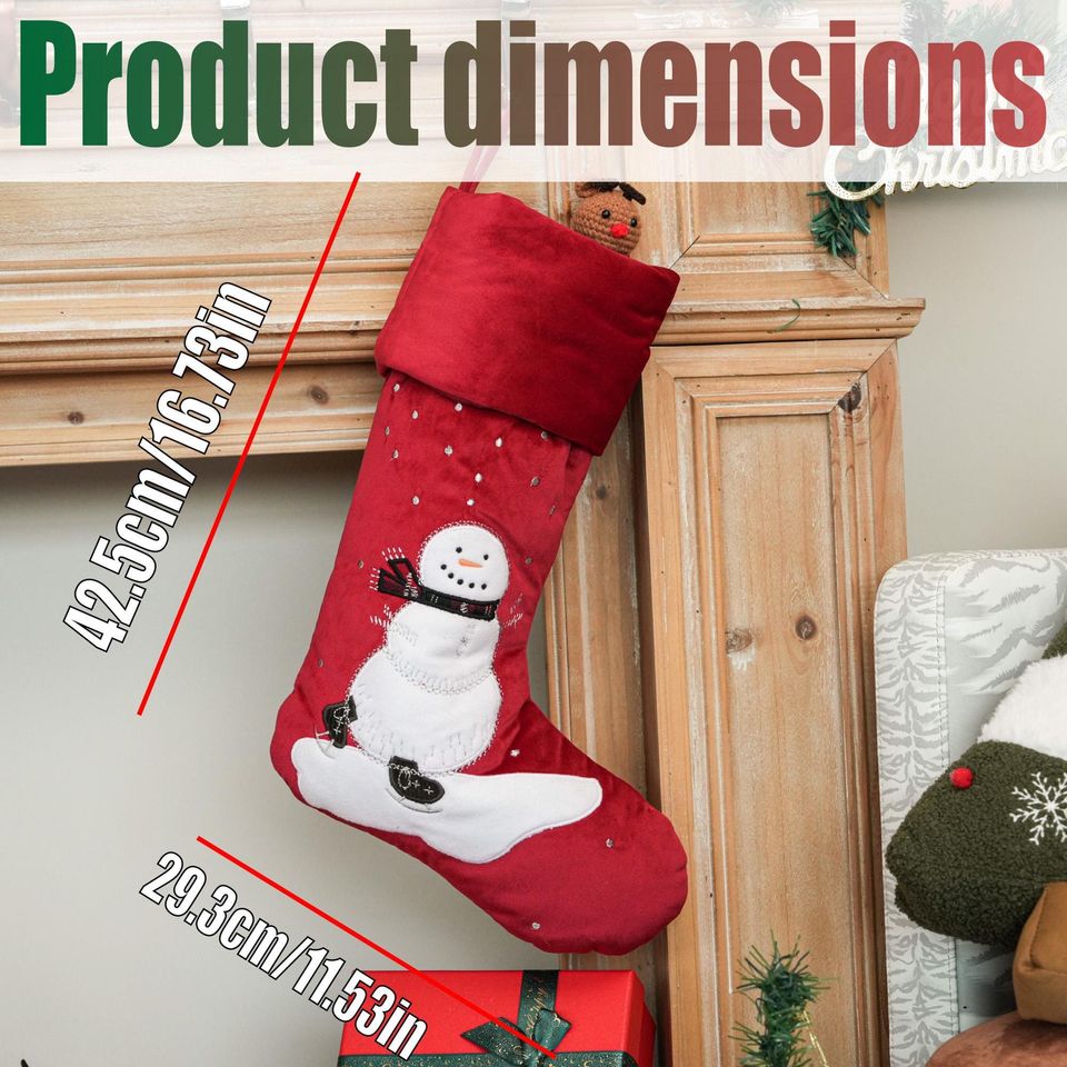 Custom Classic Embroidered Christmas Stocking,Personalized Red Velvet Christmas Stocking