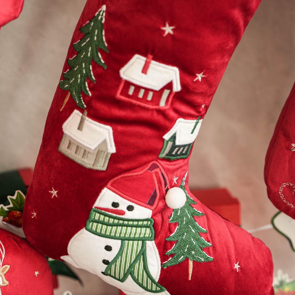 Custom Classic Embroidered Christmas Stocking,Personalized Red Velvet Christmas Stocking