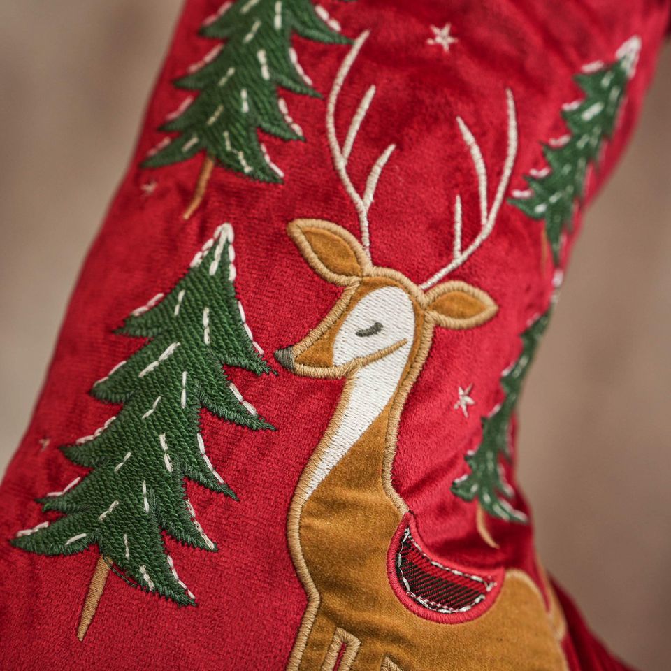 Custom Classic Embroidered Christmas Stocking,Personalized Red Velvet Christmas Stocking