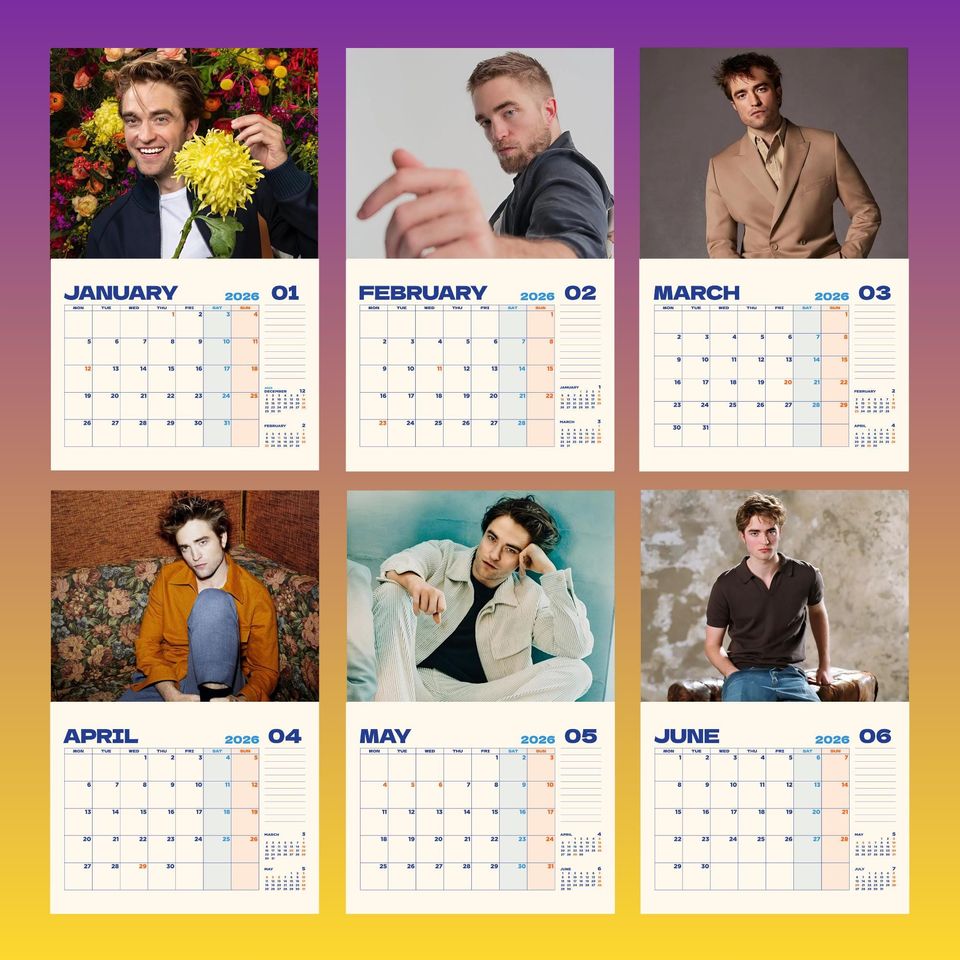 Robert Pattinson 2026 Calendar, New Year Wall Calendar, Robert Pattinson Fan Merch, Year Planner