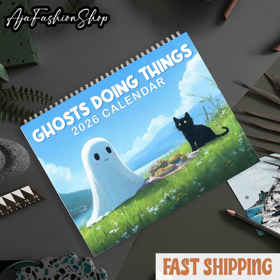 Ghost Doing Things Calendar, Monthly Wall Calendar, 2026 Spooky Calendar, Cute Ghost Monthly Calendar, Ghosts Doing Things
