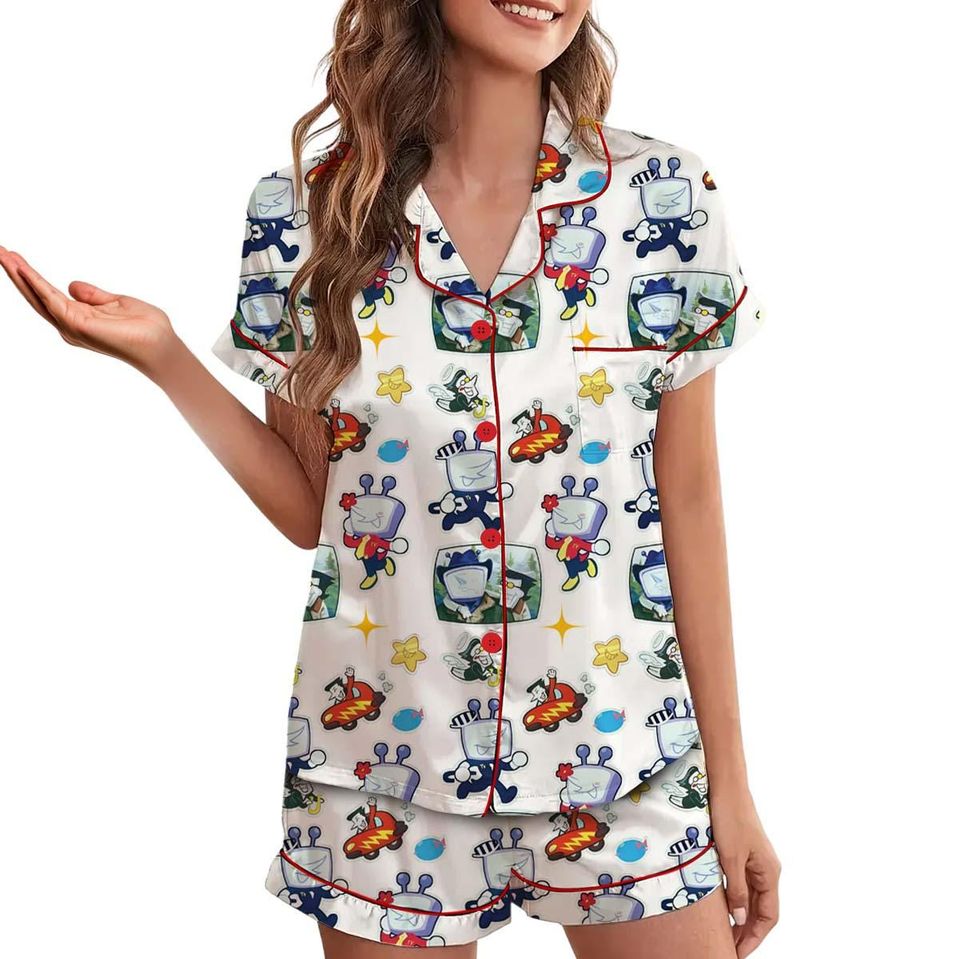 Tenna Deltarune ITS TV TIME Game Pajamas Set Short, Dtg Video game shirt