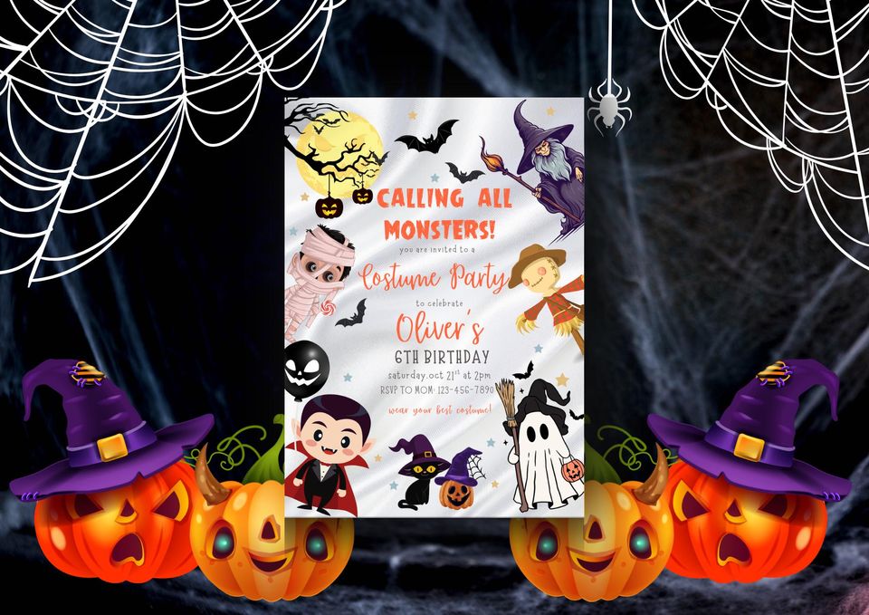 Editable Halloween Costume Party Invitation Spooktacular Bash
