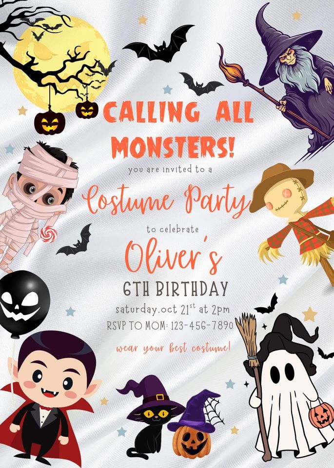 Editable Halloween Costume Party Invitation Spooktacular Bash