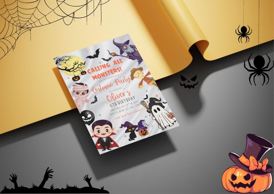 Editable Halloween Costume Party Invitation Spooktacular Bash