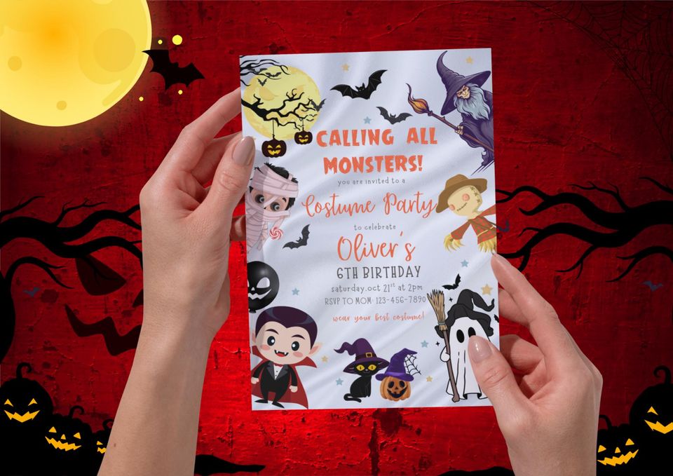 Editable Halloween Costume Party Invitation Spooktacular Bash