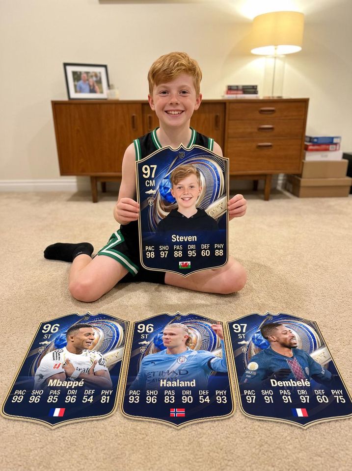 Personalised FIFA EA FC Football Card, Foamex Card, Soccer Player Card, Gift For Fan