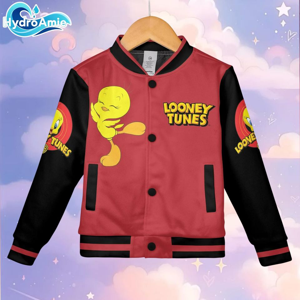 Custom Tweety Bird Varsity Jacket, Looney Tunes Baseball Jacket