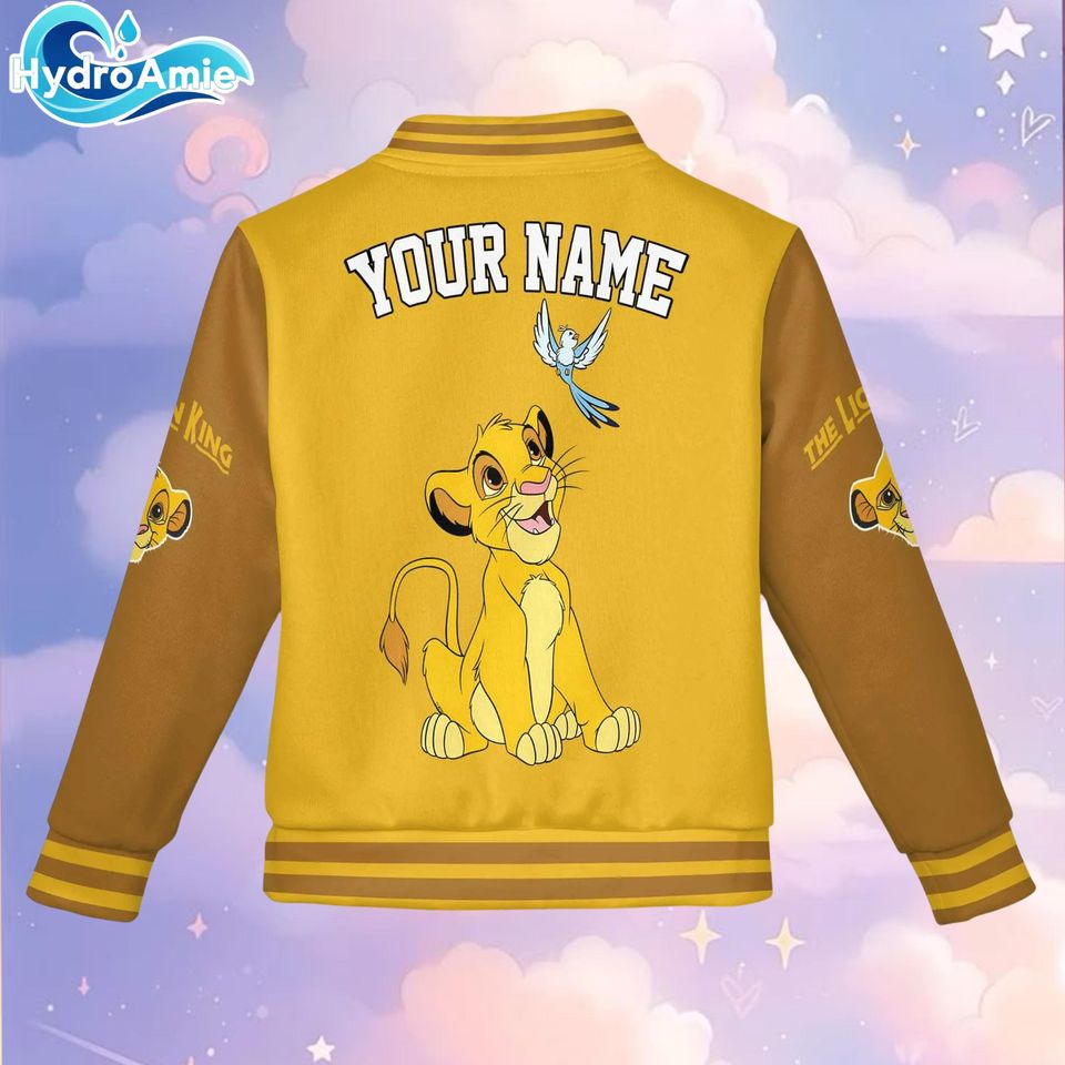 Custom Simba Varsity Jacket, Personalized Lion King Baseball Jacket