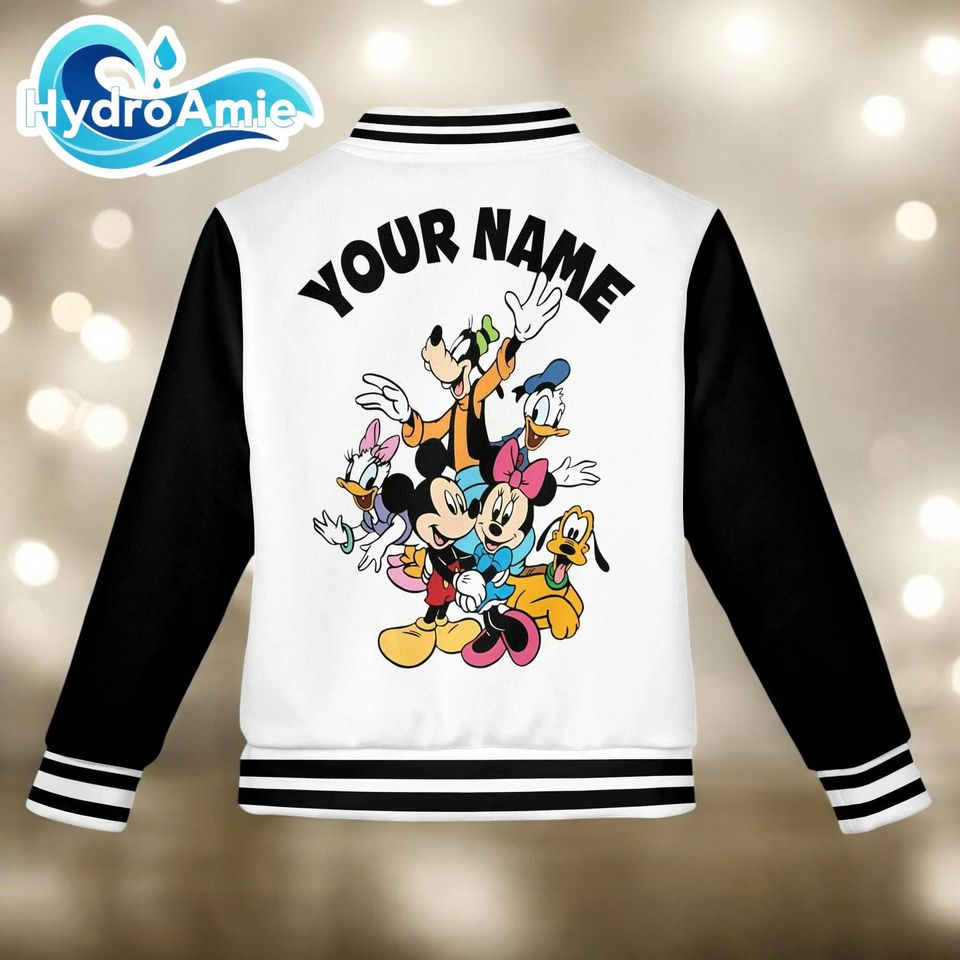 Custom Mickey and Friends Varsity Jacket, Personalized Baseball Jacket