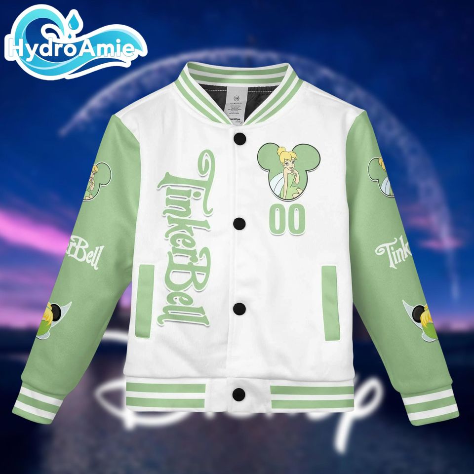 Custom Tinkerbell Varsity Jacket, Personalized Baseball Jacket