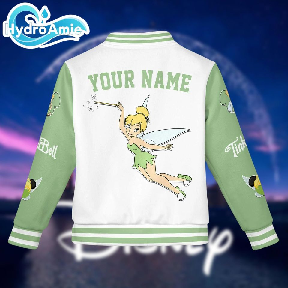 Custom Tinkerbell Varsity Jacket, Personalized Baseball Jacket