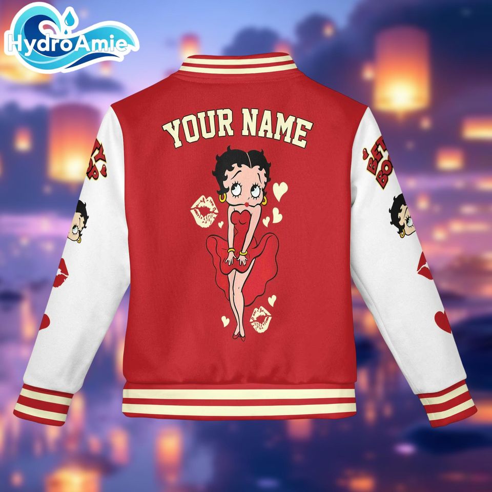 Personalized Betty Boop Varsity Jacket, Baseball Outerwear