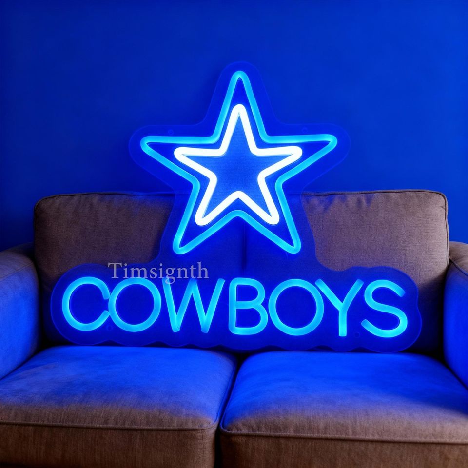 Handmade Dallas Cowboys LED Neon Sign, Sports Man Cave Decor