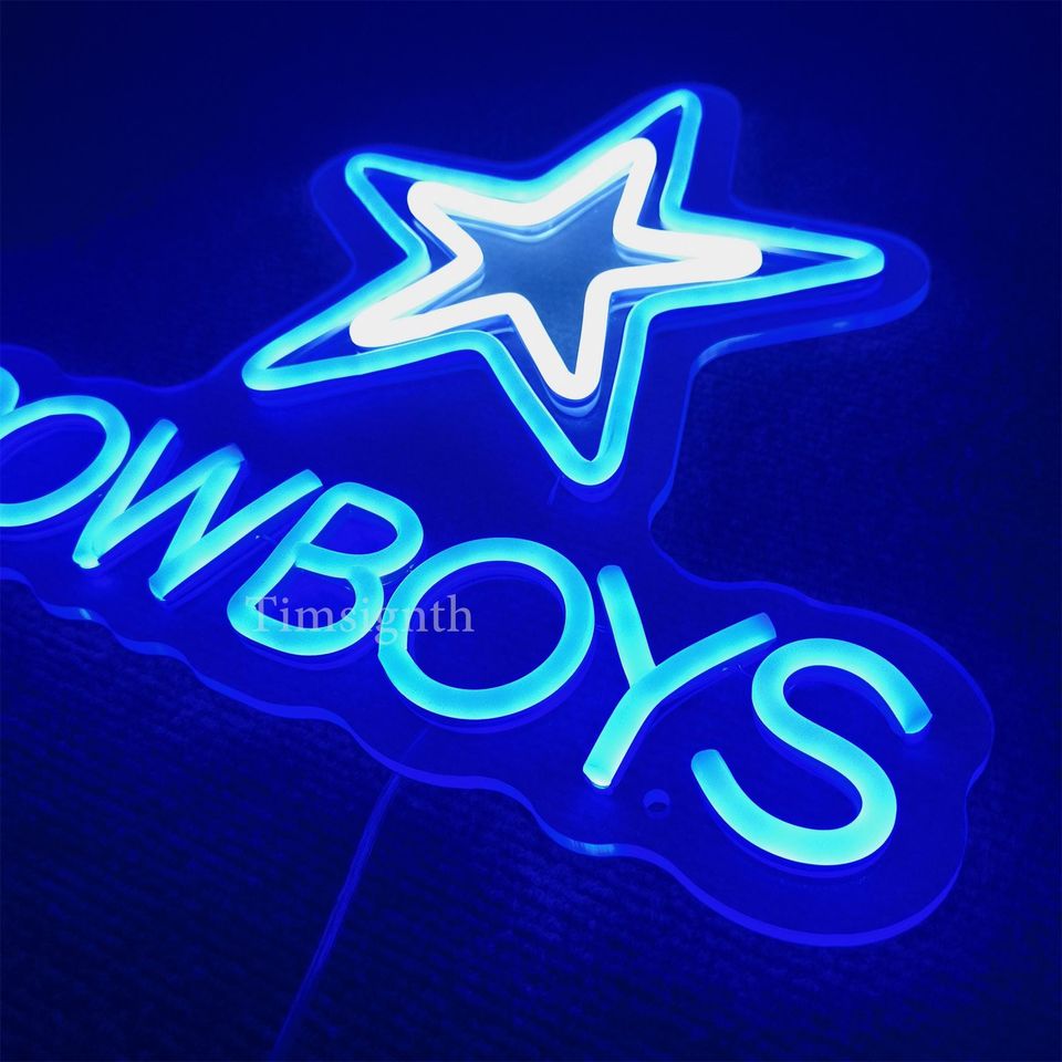 Handmade Dallas Cowboys LED Neon Sign, Sports Man Cave Decor