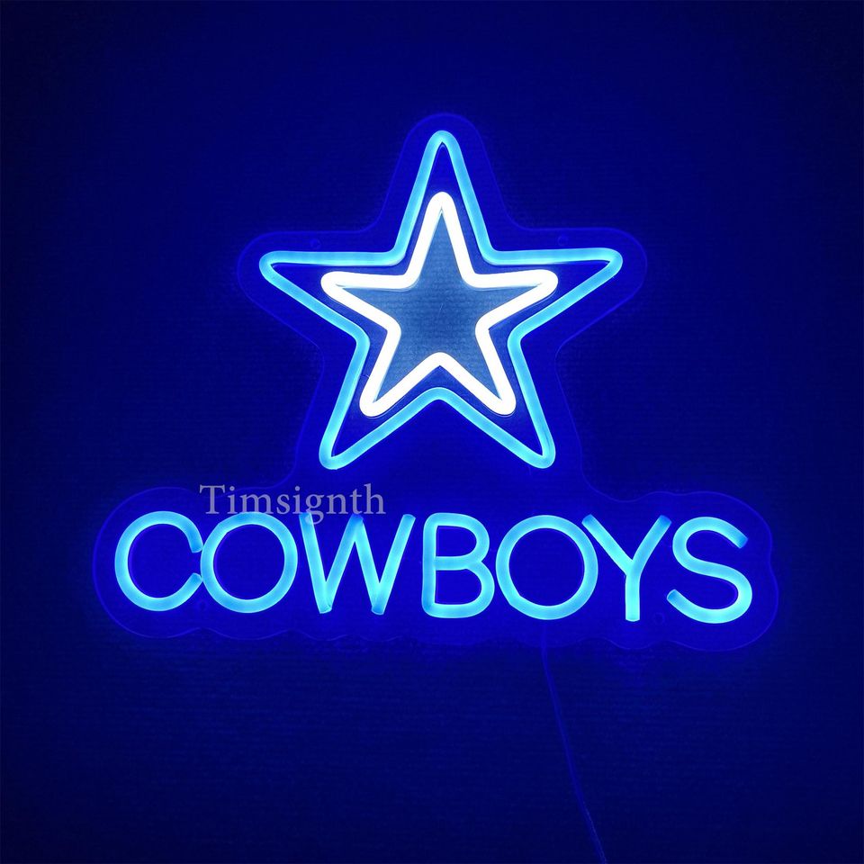 Handmade Dallas Cowboys LED Neon Sign, Sports Man Cave Decor