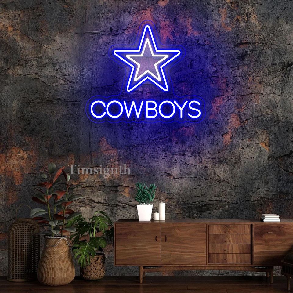 Handmade Dallas Cowboys LED Neon Sign, Sports Man Cave Decor