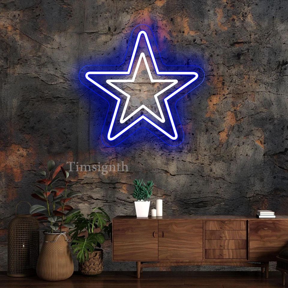 Handmade Dallas Cowboys LED Neon Sign, Sports Man Cave Decor