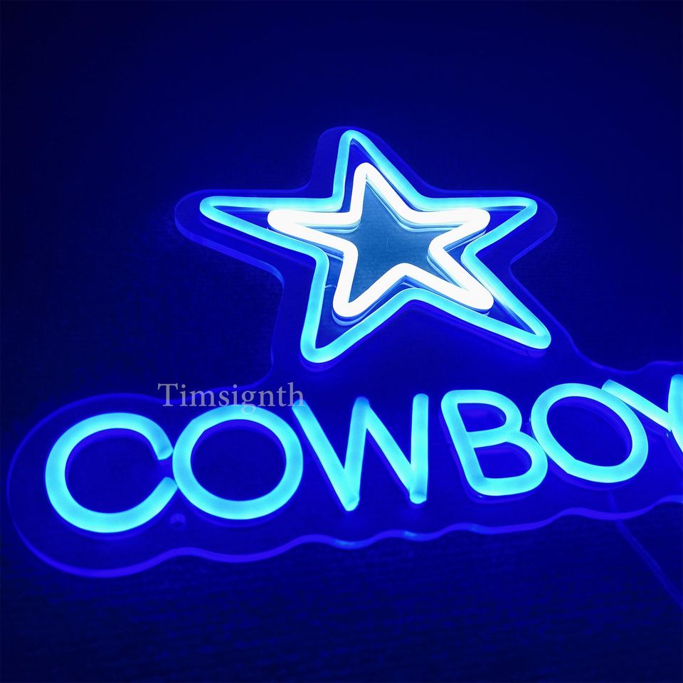 Handmade Dallas Cowboys LED Neon Sign, Sports Man Cave Decor