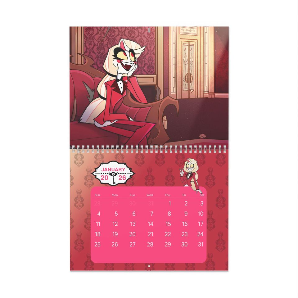 Hazbin Hotel TV Series 2026 Wall Hanging Calendar, Gift For Fan, Hazbin Hotel Cartoon Characters Calendar 2026