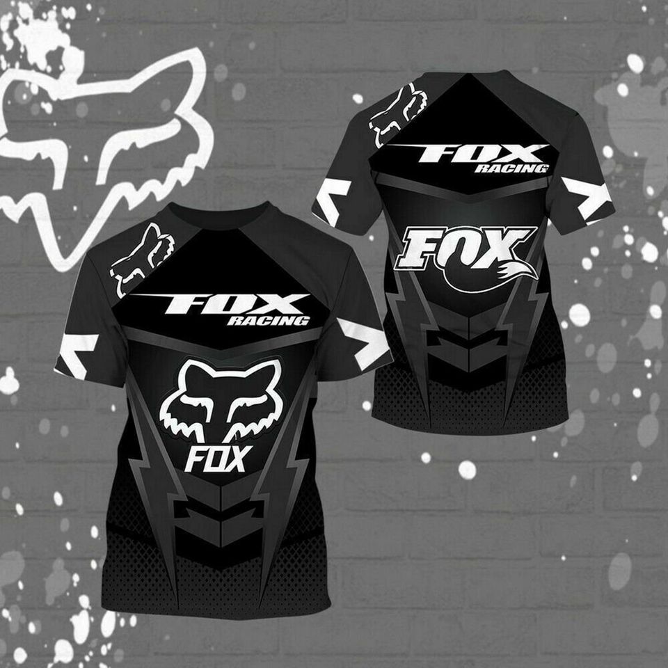 T shirt 3d multicolor fox racing motorbike lovely