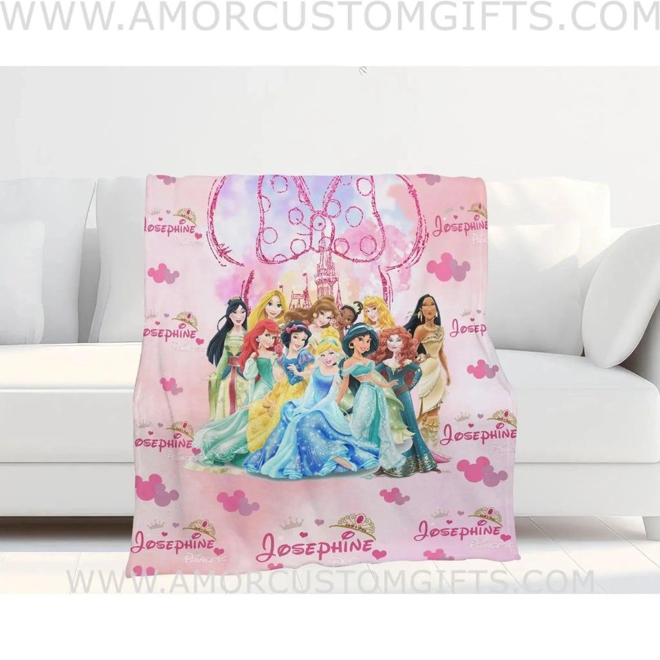 Kids Princess Blanket: Soft Watercolor Castle - Custom Name