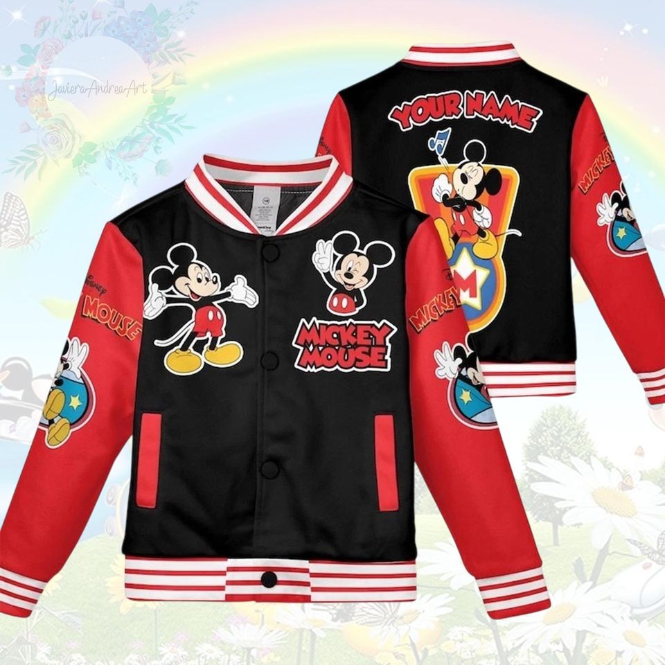 Personalized Mickey Mouse Baseball Jacket, Mickey Jacket, Cute Mickey Jacket