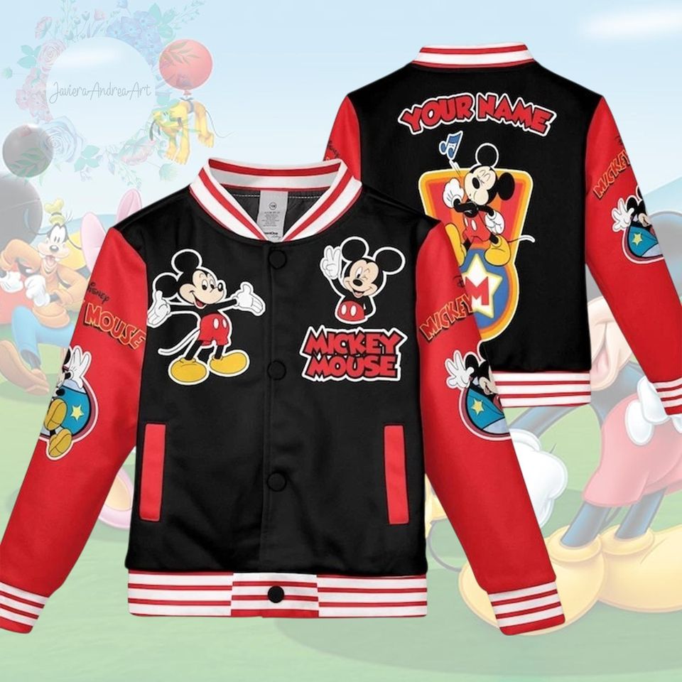 Personalized Mickey Mouse Baseball Jacket, Mickey Jacket, Cute Mickey Jacket