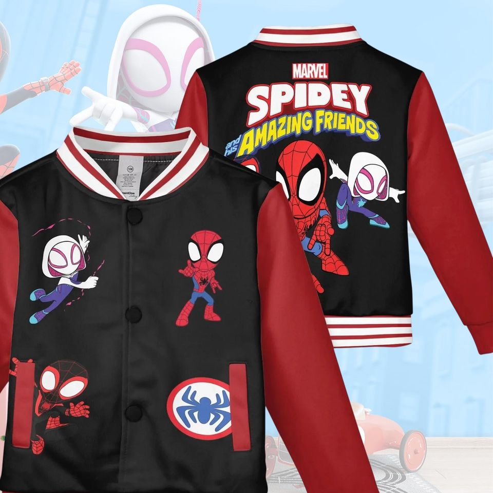 Spidey and Friends Baseball Jacket, Superhero Team Jacket