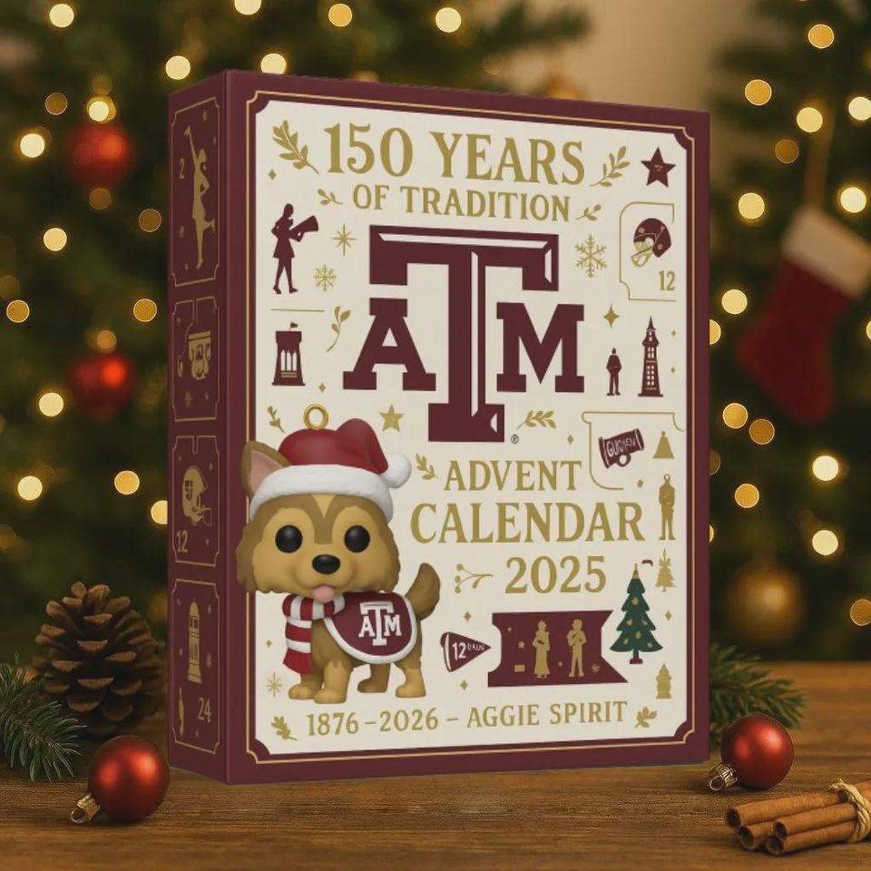 Texas A&M Aggies Advent Calendar 2025 | 150 Years of Tradition Football Ornament Set | Christmas Countdown Gift for Aggie Alumni