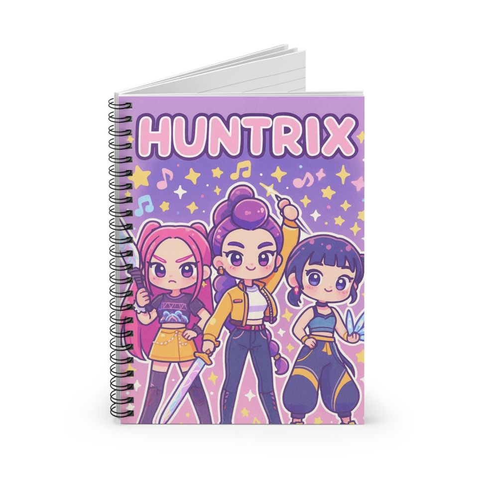Huntrix, school, notebook, Spiral Notebook - Ruled Line - kpop, huntrix, anime