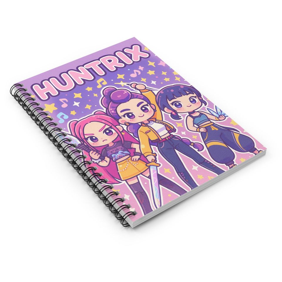 Huntrix, school, notebook, Spiral Notebook - Ruled Line - kpop, huntrix, anime