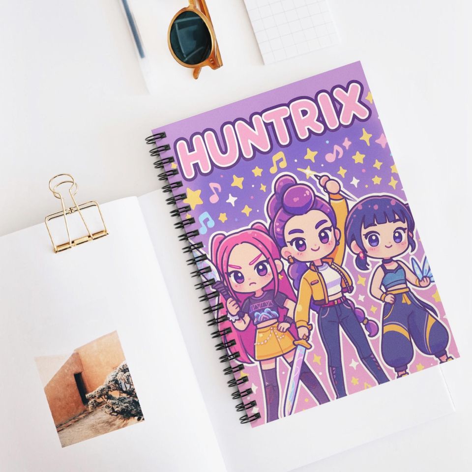 Huntrix, school, notebook, Spiral Notebook - Ruled Line - kpop, huntrix, anime