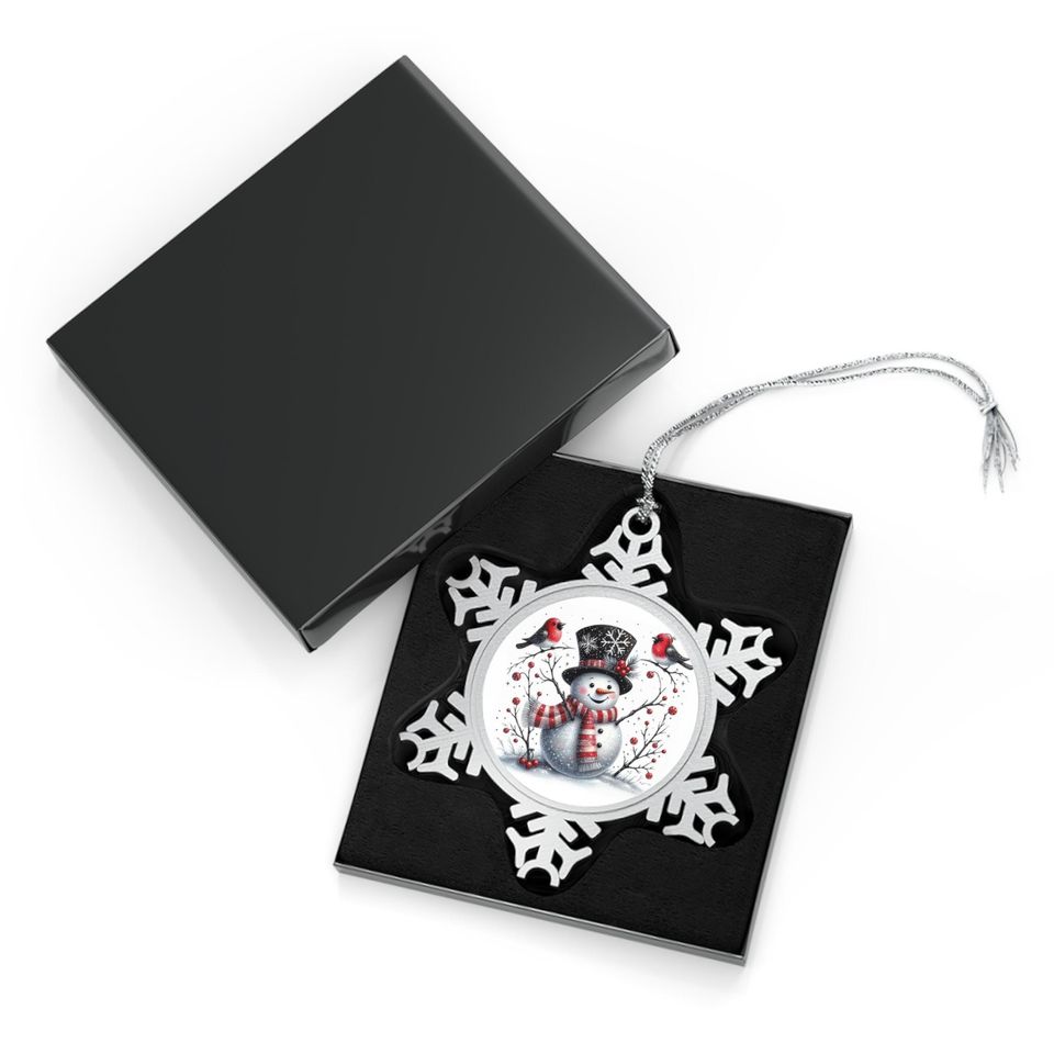 Pewter Snowflake Ornament: Winter Snowman Keepsake