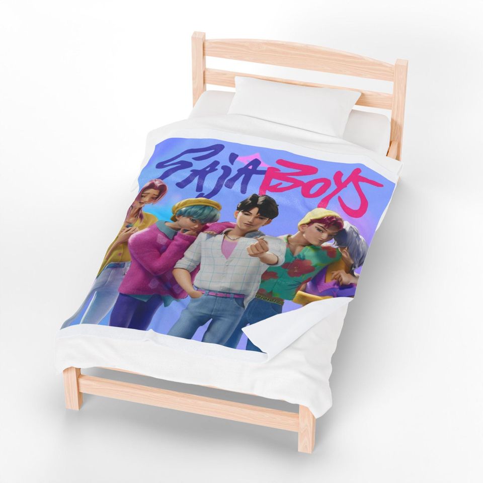 KPop Demon Hunters Saja Boys Sherpa Blanket | Cozy Kpop Boy Band Throw | Fandom Gift | Plush Kpop Blanket