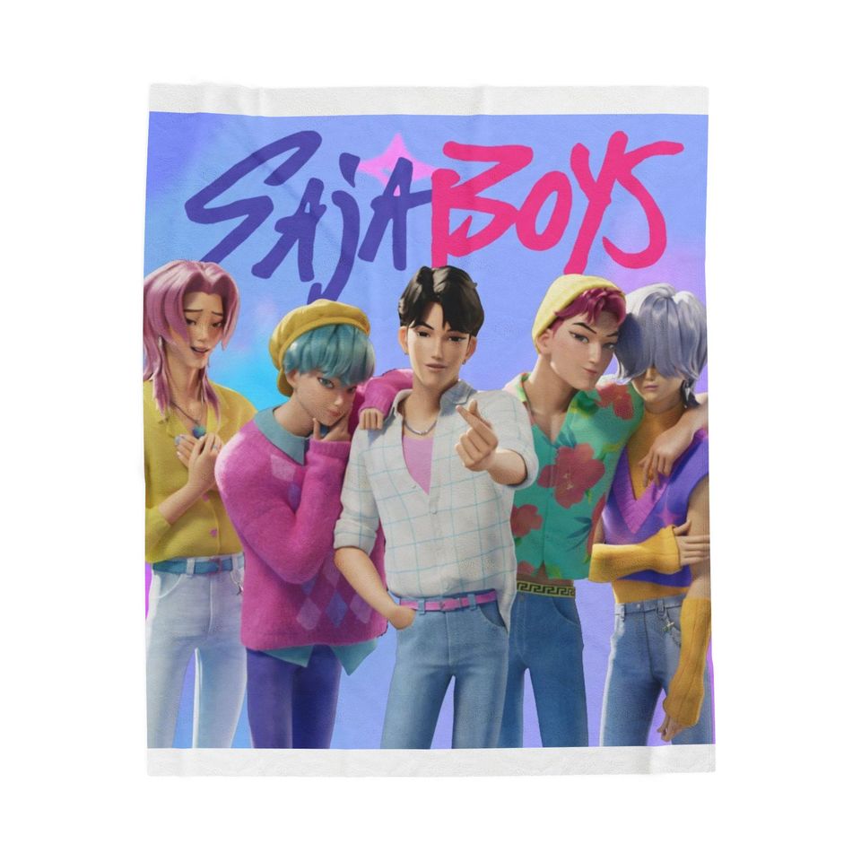 KPop Demon Hunters Saja Boys Sherpa Blanket | Cozy Kpop Boy Band Throw | Fandom Gift | Plush Kpop Blanket