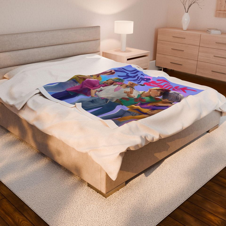 KPop Demon Hunters Saja Boys Sherpa Blanket | Cozy Kpop Boy Band Throw | Fandom Gift | Plush Kpop Blanket
