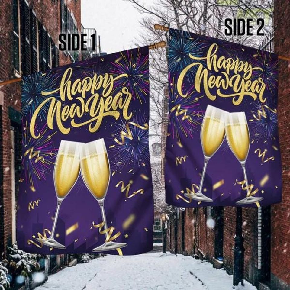 Happy New Year Champagne Flag