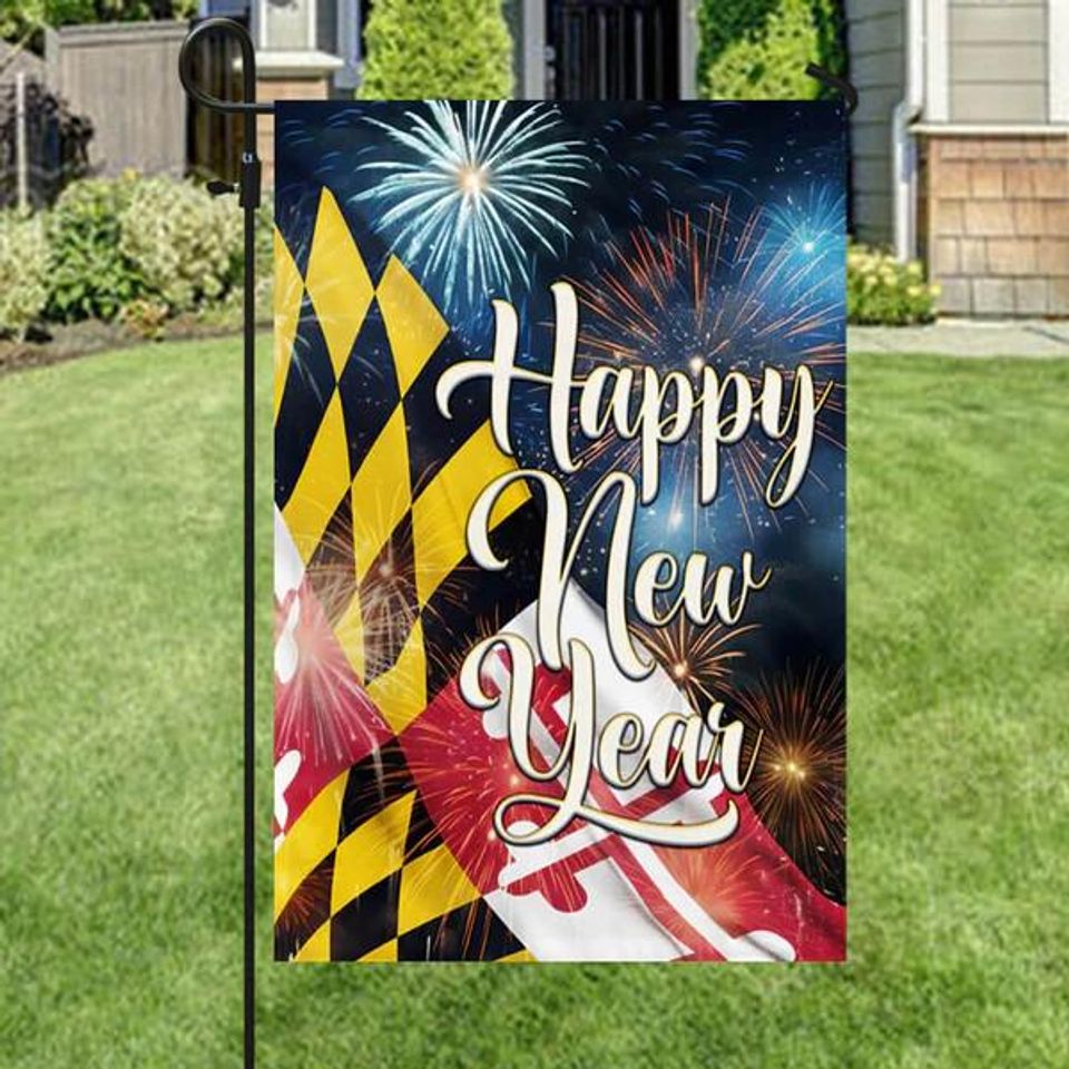 Happy New Year Maryland Flag