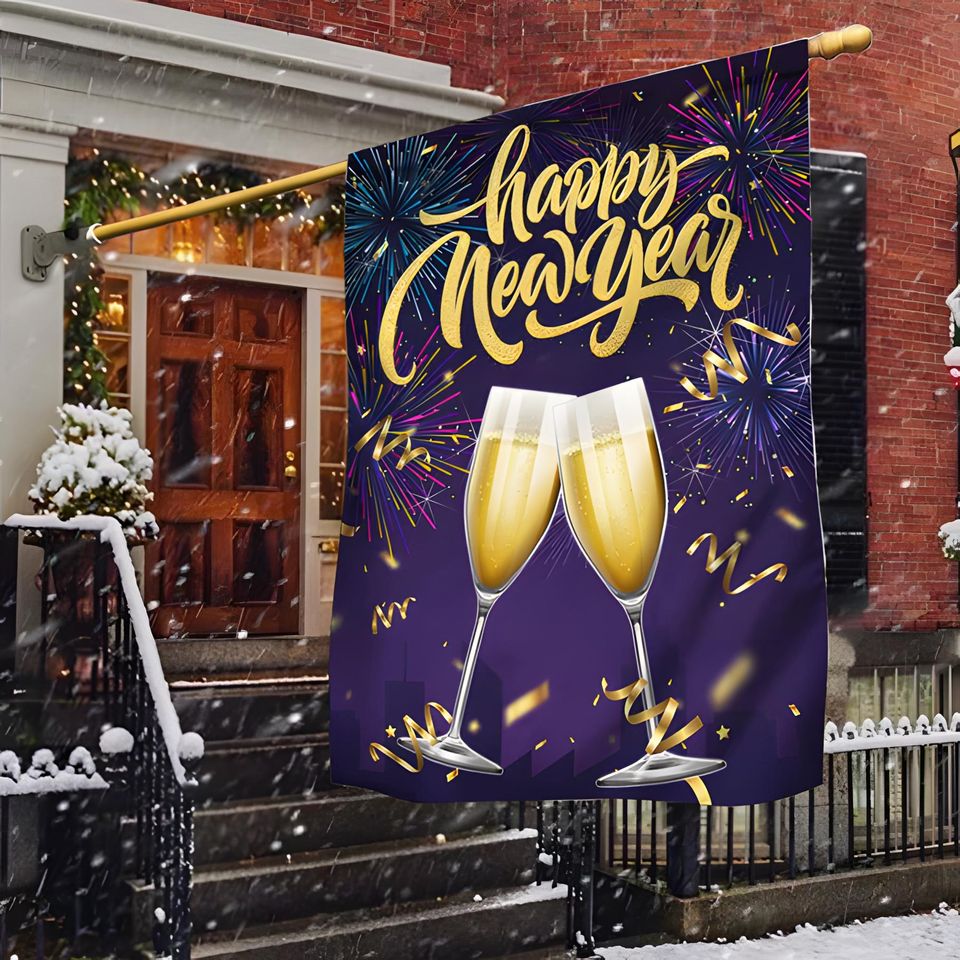 Happy New Year Champagne Flag