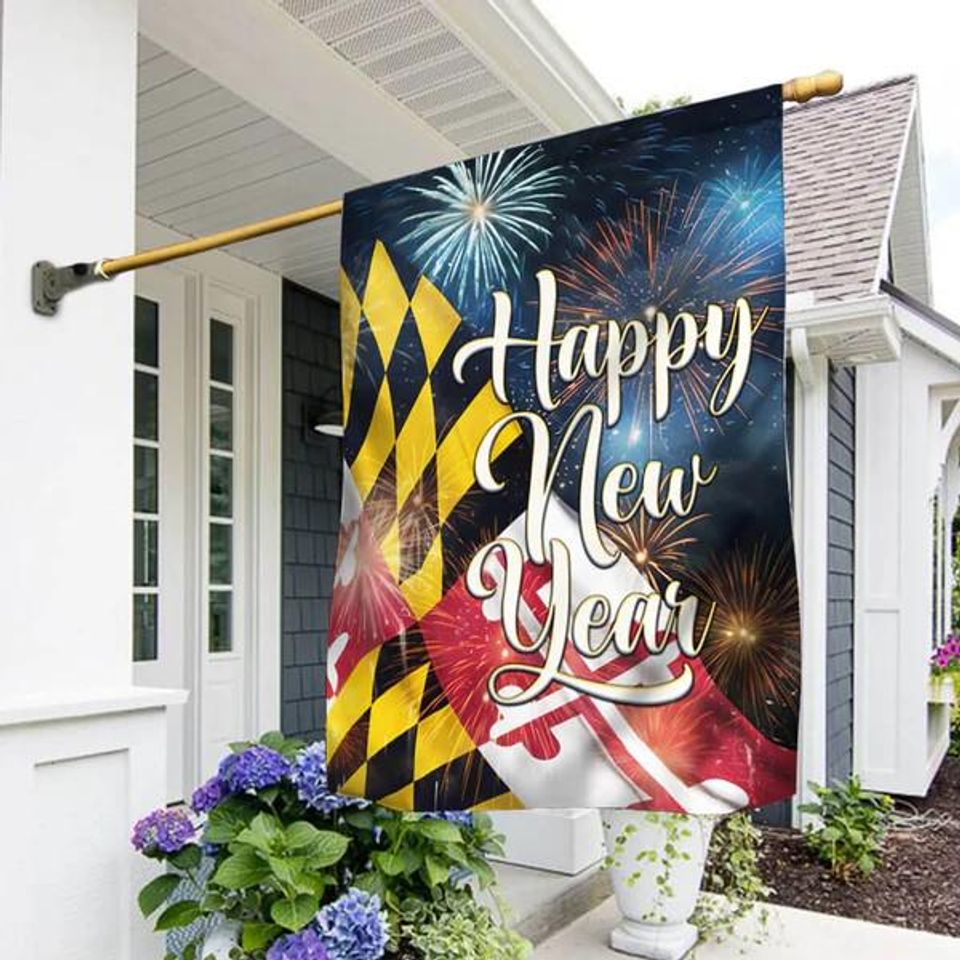 Happy New Year Maryland Flag