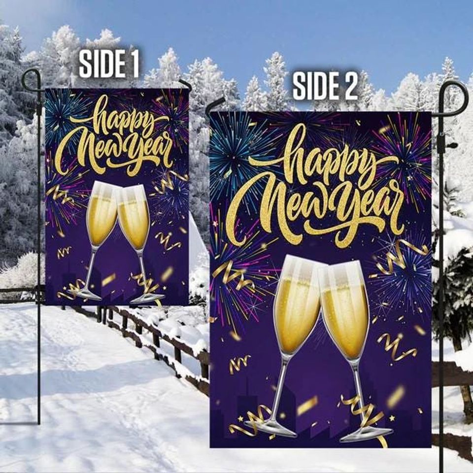 Happy New Year Champagne Flag