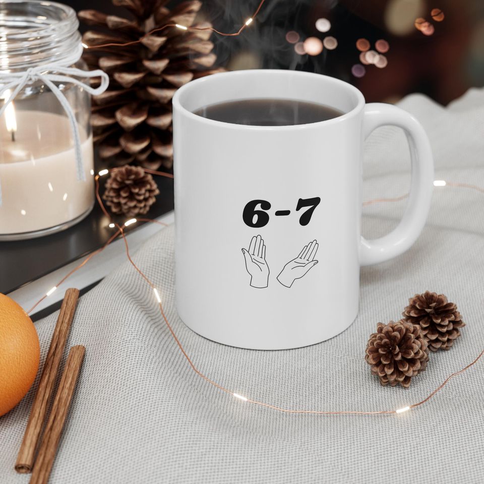 6 7 White Ceramic Mug