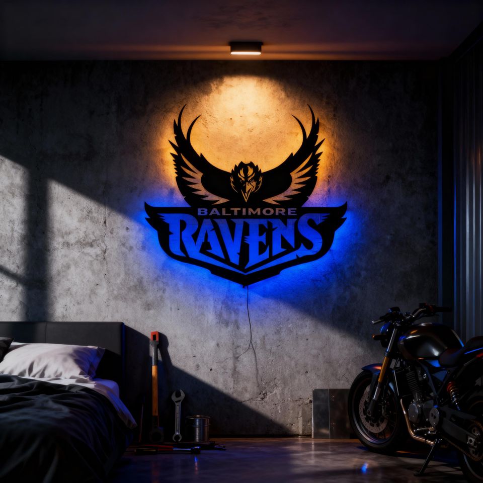 Baltimore Ravens Metal Wall Decor: Football Fan Gift, Mancave Art