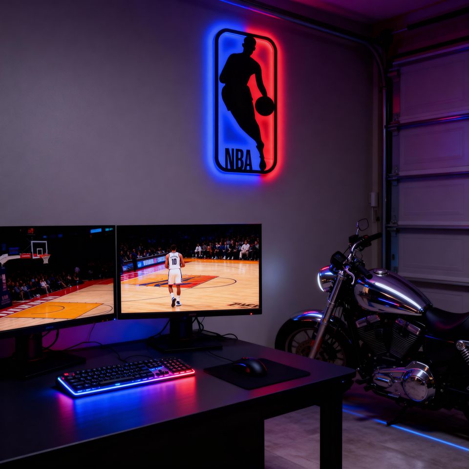 NBA Logo LED Sign | Handmade Basketball Fan Wall Decor