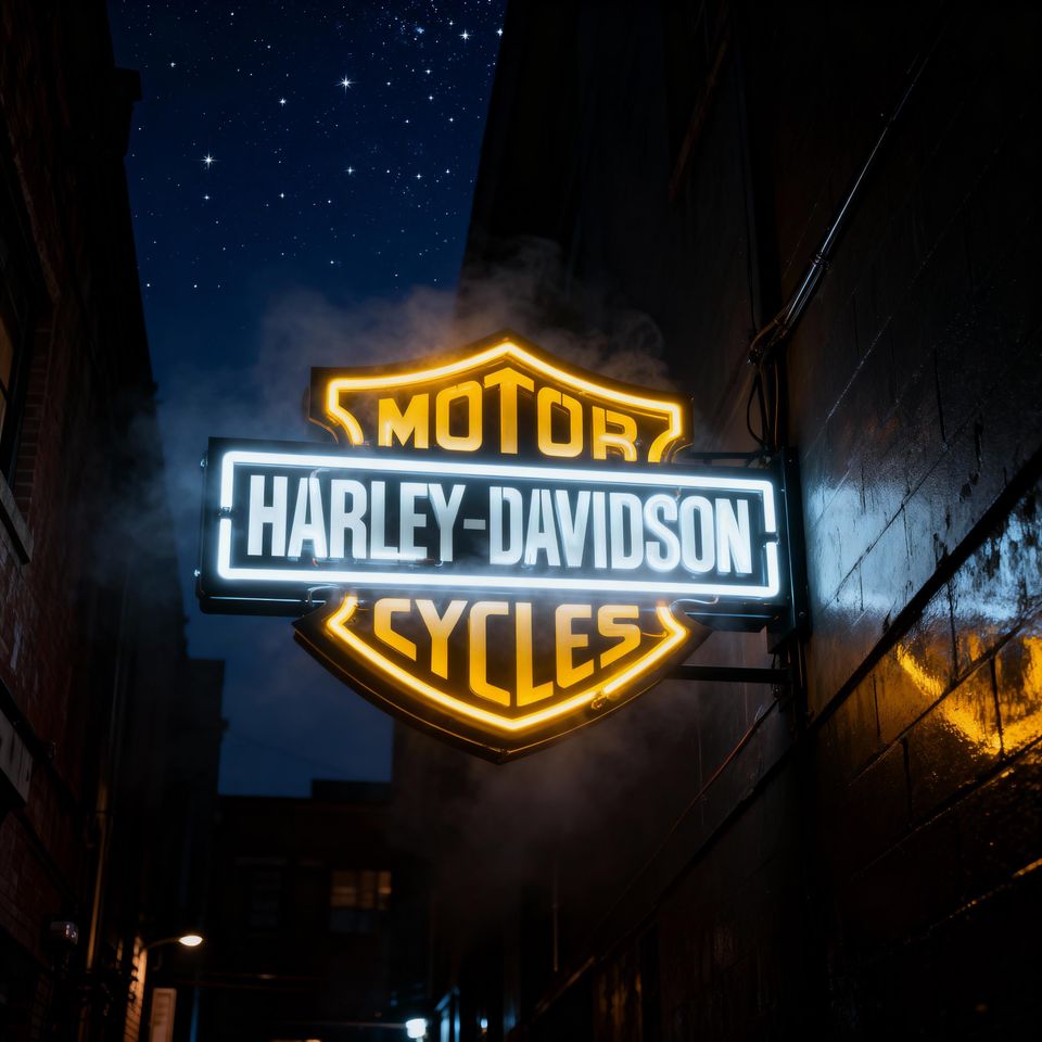 LED Haarleyy Davidson Metal Wall Sign: Garage Decor