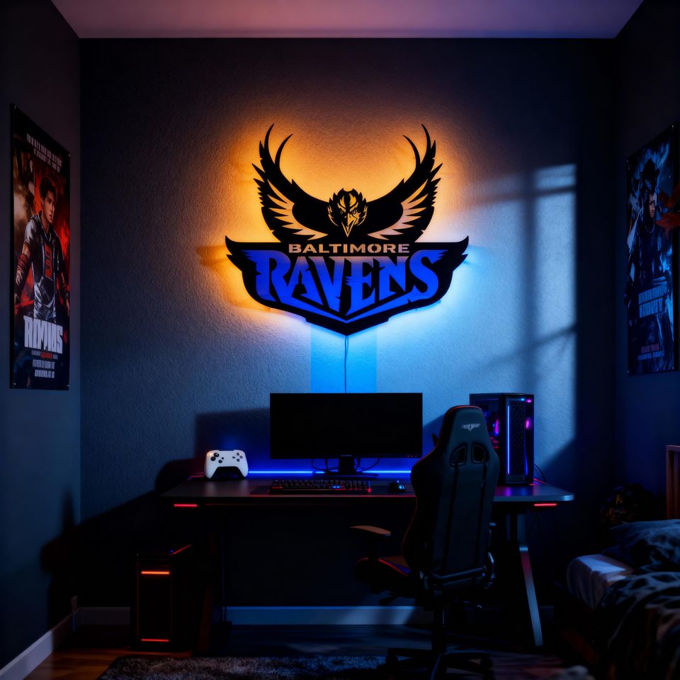 Baltimore Ravens Metal Wall Decor: Football Fan Gift, Mancave Art
