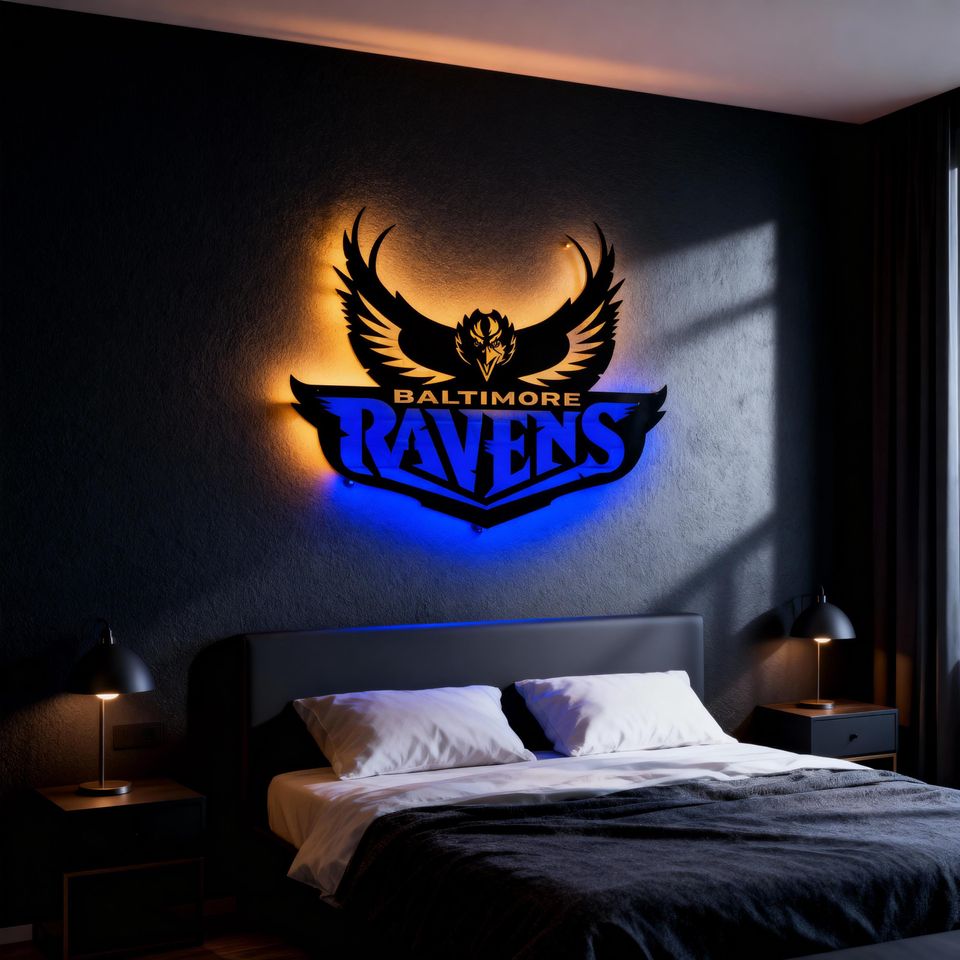 Baltimore Ravens Metal Wall Decor: Football Fan Gift, Mancave Art